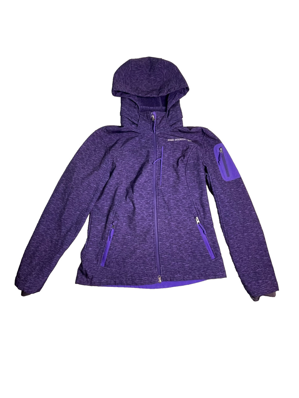 Free Country Soft Shell Jacket Womens M Purple Faux Fur Lined Hooded Outdoor Ski